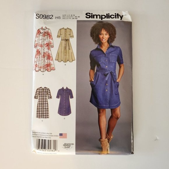 Simplicity Misses Miss Shirt Dress Sewing Pattern - Picture 1 of 10